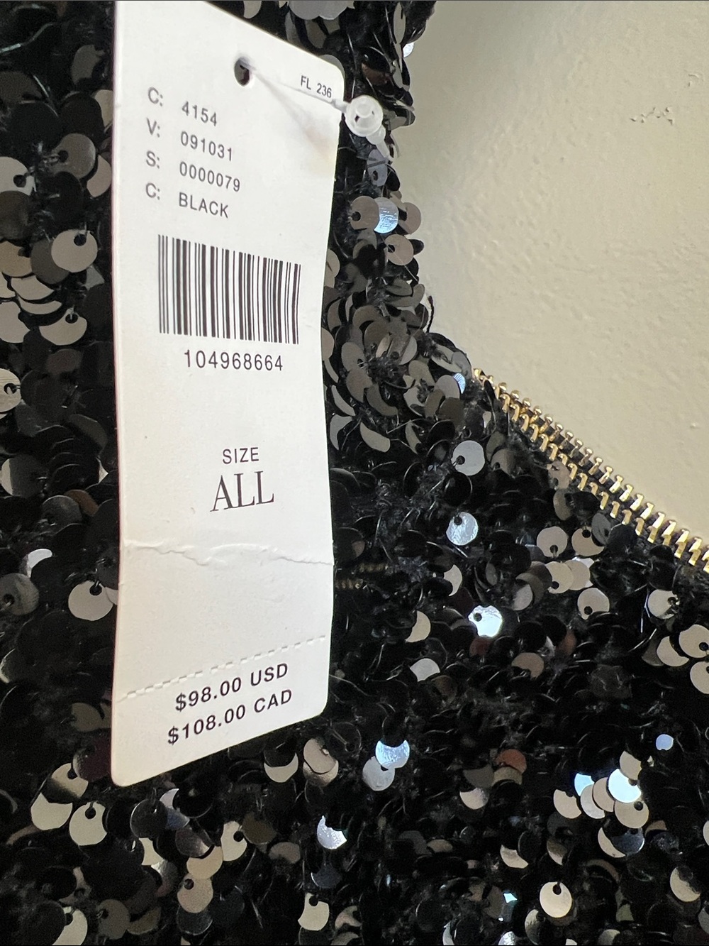 Anthropologie Sequin Hobo Shoulder
Bag Black Sparkle Y2K Glam festive party - Picture 5 of 6